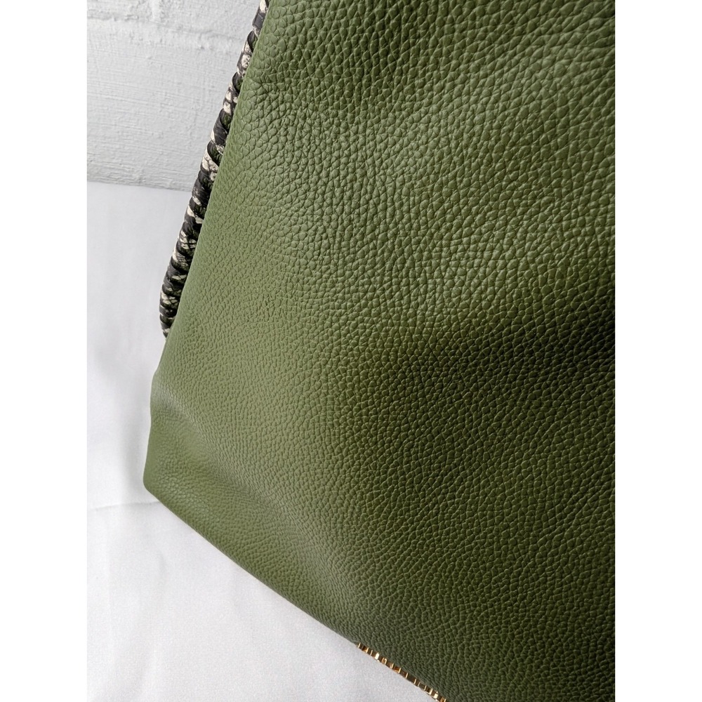 Michael Kors Joan Slouchy Shoulder Hobo Bag Mk Signature Green With Snake Accent - Picture 15 of 15